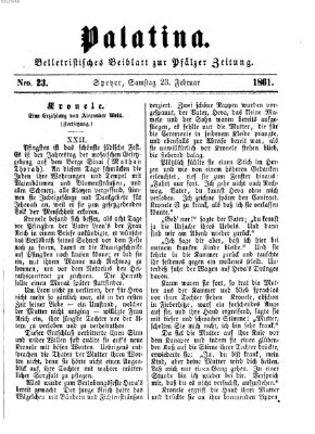 Palatina (Pfälzer Zeitung) Samstag 23. Februar 1861