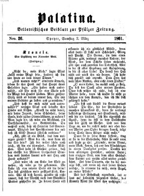 Palatina (Pfälzer Zeitung) Samstag 2. März 1861