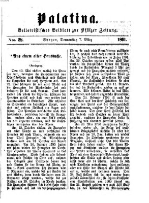 Palatina (Pfälzer Zeitung) Donnerstag 7. März 1861