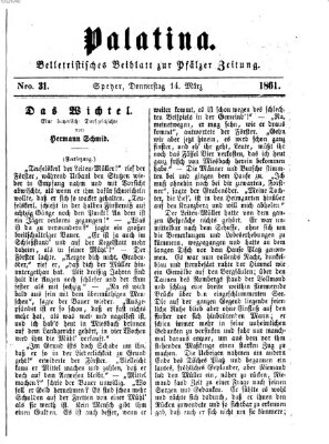 Palatina (Pfälzer Zeitung) Donnerstag 14. März 1861