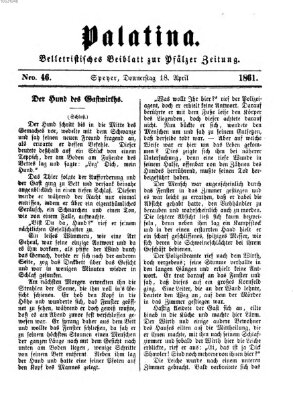 Palatina (Pfälzer Zeitung) Donnerstag 18. April 1861