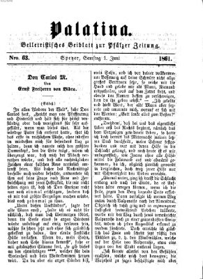 Palatina (Pfälzer Zeitung) Samstag 1. Juni 1861