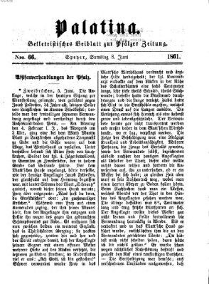 Palatina (Pfälzer Zeitung) Samstag 8. Juni 1861