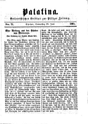 Palatina (Pfälzer Zeitung) Donnerstag 20. Juni 1861