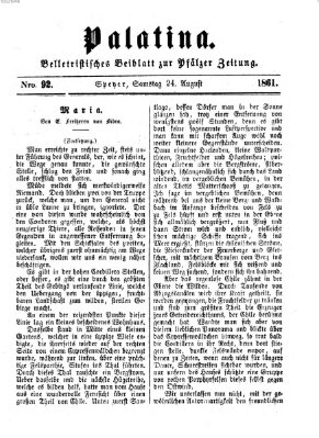 Palatina (Pfälzer Zeitung) Samstag 24. August 1861