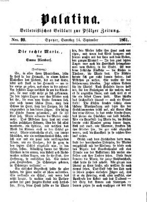 Palatina (Pfälzer Zeitung) Samstag 14. September 1861