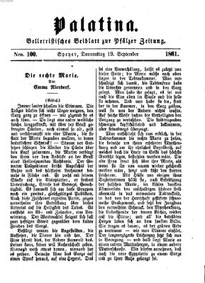 Palatina (Pfälzer Zeitung) Donnerstag 19. September 1861