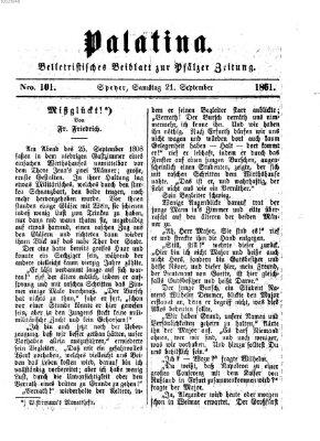 Palatina (Pfälzer Zeitung) Samstag 21. September 1861