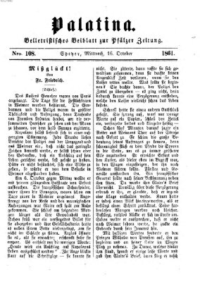 Palatina (Pfälzer Zeitung) Mittwoch 16. Oktober 1861