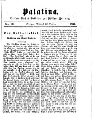 Palatina (Pfälzer Zeitung) Mittwoch 30. Oktober 1861