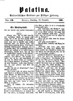 Palatina (Pfälzer Zeitung) Samstag 16. November 1861