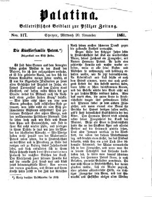 Palatina (Pfälzer Zeitung) Mittwoch 20. November 1861