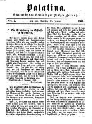 Palatina (Pfälzer Zeitung) Samstag 18. Januar 1862