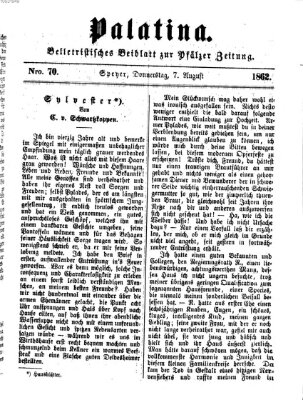 Palatina (Pfälzer Zeitung) Donnerstag 7. August 1862