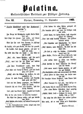 Palatina (Pfälzer Zeitung) Donnerstag 11. September 1862