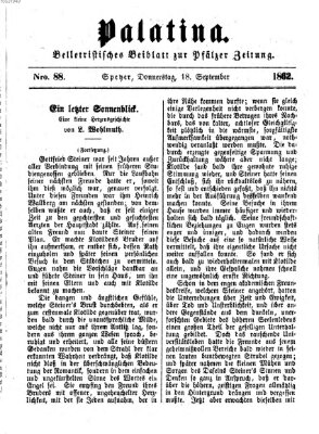 Palatina (Pfälzer Zeitung) Donnerstag 18. September 1862