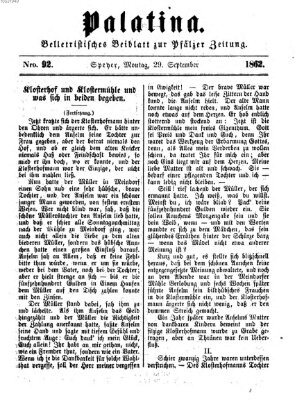 Palatina (Pfälzer Zeitung) Montag 29. September 1862