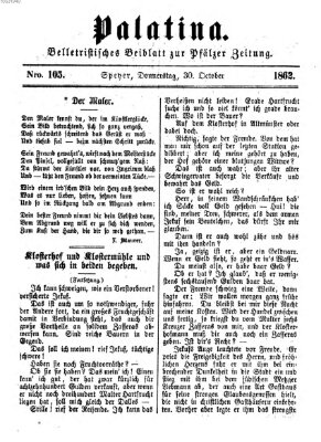 Palatina (Pfälzer Zeitung) Donnerstag 30. Oktober 1862