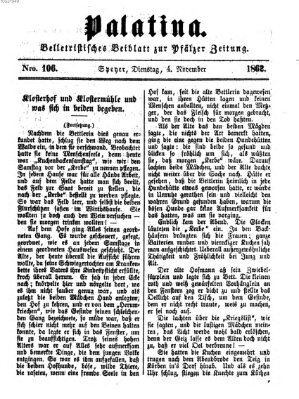 Palatina (Pfälzer Zeitung) Dienstag 4. November 1862