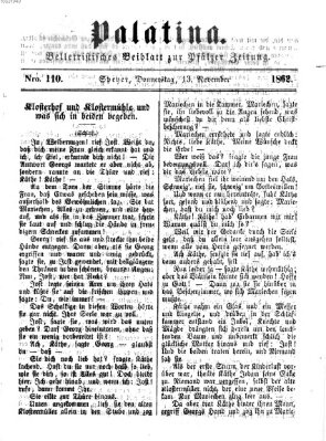 Palatina (Pfälzer Zeitung) Donnerstag 13. November 1862