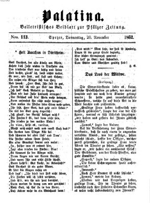 Palatina (Pfälzer Zeitung) Donnerstag 20. November 1862