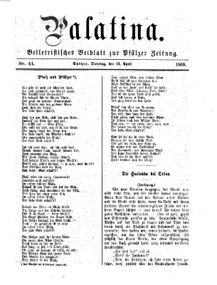 Palatina (Pfälzer Zeitung) Dienstag 13. April 1869