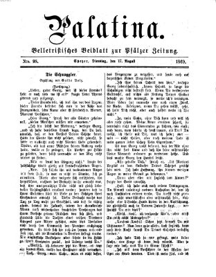 Palatina (Pfälzer Zeitung) Dienstag 17. August 1869