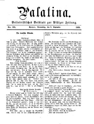 Palatina (Pfälzer Zeitung) Donnerstag 2. September 1869