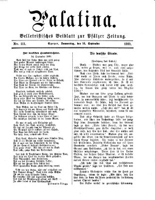 Palatina (Pfälzer Zeitung) Donnerstag 16. September 1869