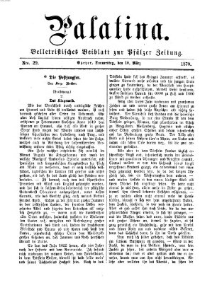 Palatina (Pfälzer Zeitung) Donnerstag 10. März 1870