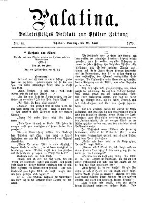 Palatina (Pfälzer Zeitung) Dienstag 26. April 1870