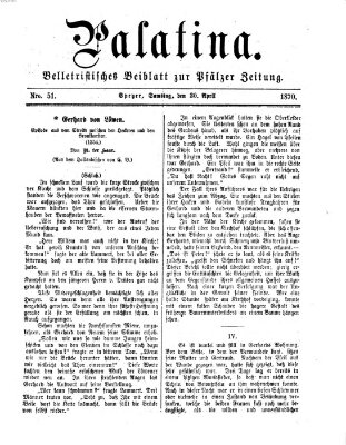 Palatina (Pfälzer Zeitung) Samstag 30. April 1870