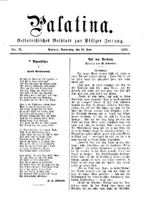 Palatina (Pfälzer Zeitung) Donnerstag 16. Juni 1870