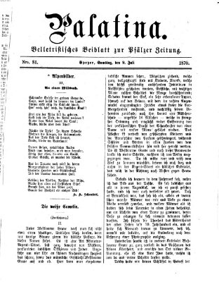 Palatina (Pfälzer Zeitung) Samstag 9. Juli 1870