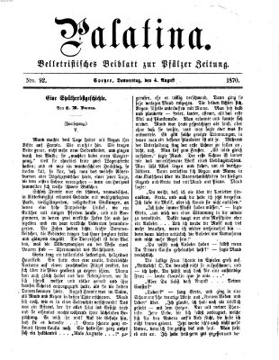 Palatina (Pfälzer Zeitung) Donnerstag 4. August 1870