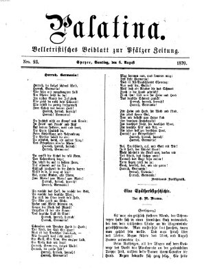 Palatina (Pfälzer Zeitung) Samstag 6. August 1870