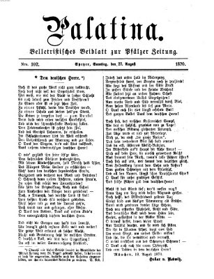 Palatina (Pfälzer Zeitung) Samstag 27. August 1870