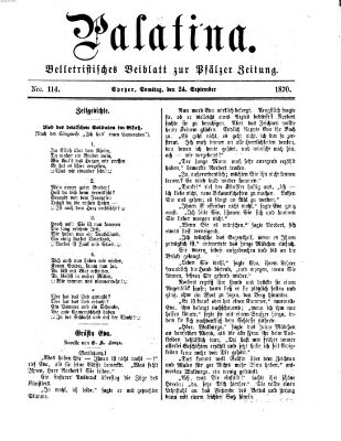 Palatina (Pfälzer Zeitung) Samstag 24. September 1870