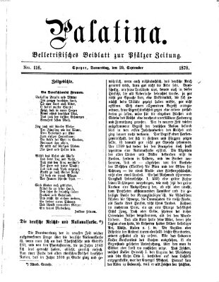 Palatina (Pfälzer Zeitung) Donnerstag 29. September 1870