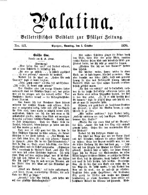 Palatina (Pfälzer Zeitung) Samstag 1. Oktober 1870