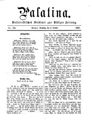 Palatina (Pfälzer Zeitung) Dienstag 4. Oktober 1870