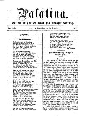 Palatina (Pfälzer Zeitung) Donnerstag 15. Dezember 1870