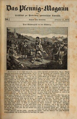 Das Pfennig-Magazin für Verbreitung gemeinnütziger Kenntnisse Samstag 12. Oktober 1833