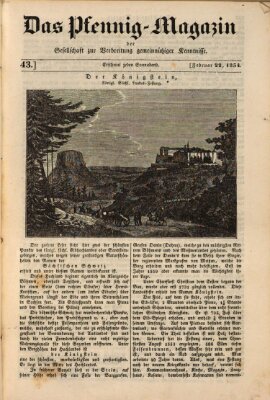 Das Pfennig-Magazin für Verbreitung gemeinnütziger Kenntnisse Samstag 22. Februar 1834