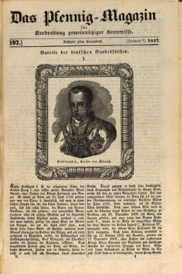 Das Pfennig-Magazin für Verbreitung gemeinnütziger Kenntnisse Samstag 7. Januar 1837