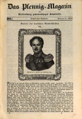 Das Pfennig-Magazin für Verbreitung gemeinnütziger Kenntnisse Samstag 25. Februar 1837