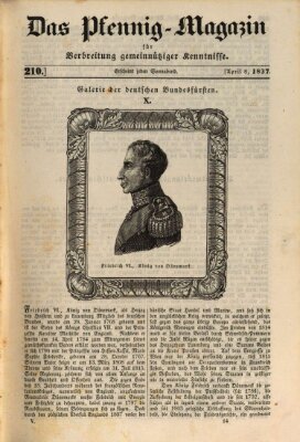 Das Pfennig-Magazin für Verbreitung gemeinnütziger Kenntnisse Samstag 8. April 1837