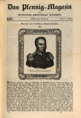 Das Pfennig-Magazin für Verbreitung gemeinnütziger Kenntnisse Samstag 22. April 1837