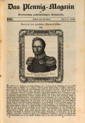 Das Pfennig-Magazin für Verbreitung gemeinnütziger Kenntnisse Samstag 29. April 1837