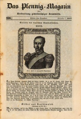 Das Pfennig-Magazin für Verbreitung gemeinnütziger Kenntnisse Samstag 7. Oktober 1837